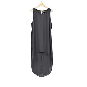 NWT H&M Divided Sleeveless High Low Shift Dress Minimal Dark Academia Black 12